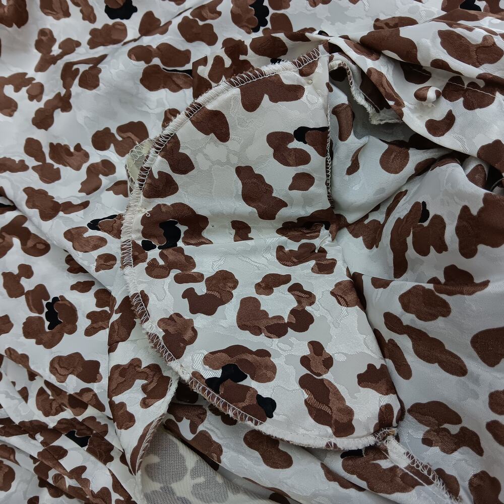 Vintage Marlis Animal Print Blouse Size 12 Brown and White Long Sleeve - Picture 10 of 11